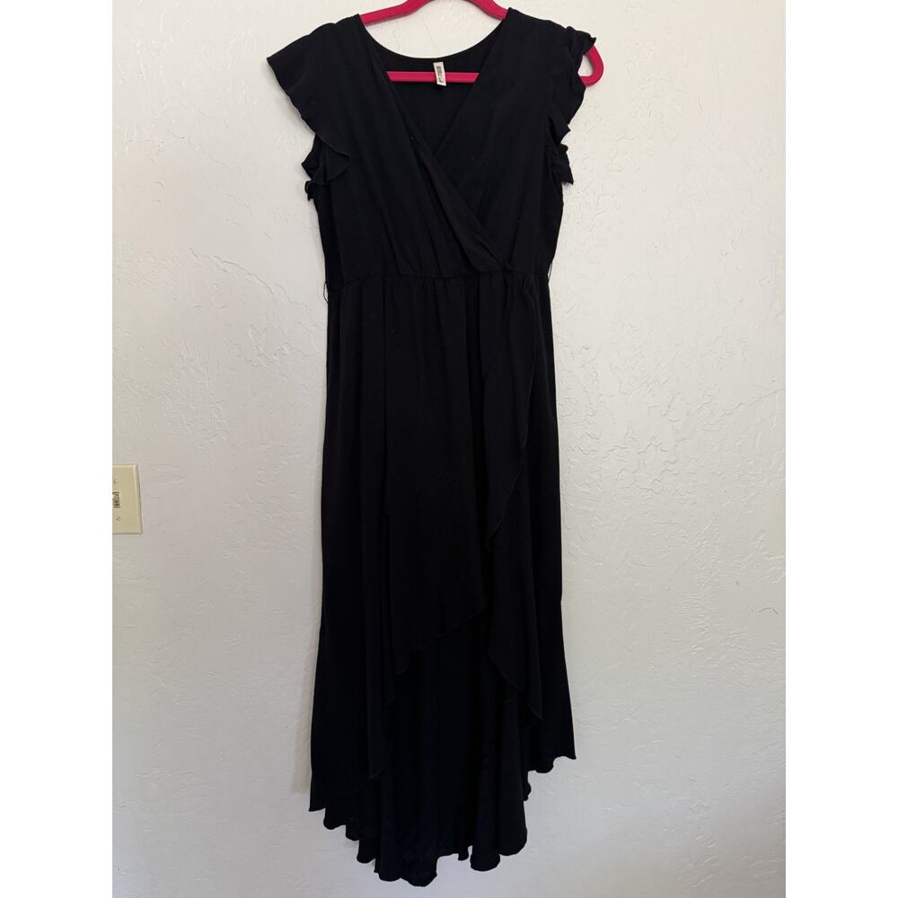 Grecerelle Large Black Evening Dress Summer V-Neck Maxi Dress formal